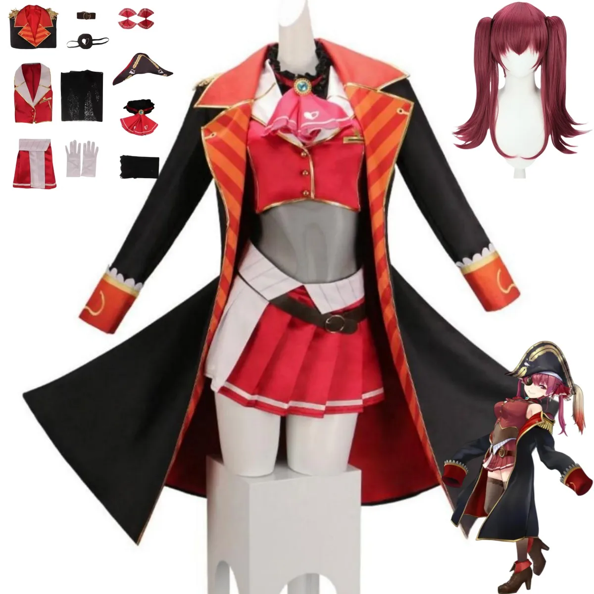 Anime Cosplay Youtube - Virtueel YouTuber Houshou Marine Cosplay Kostuum