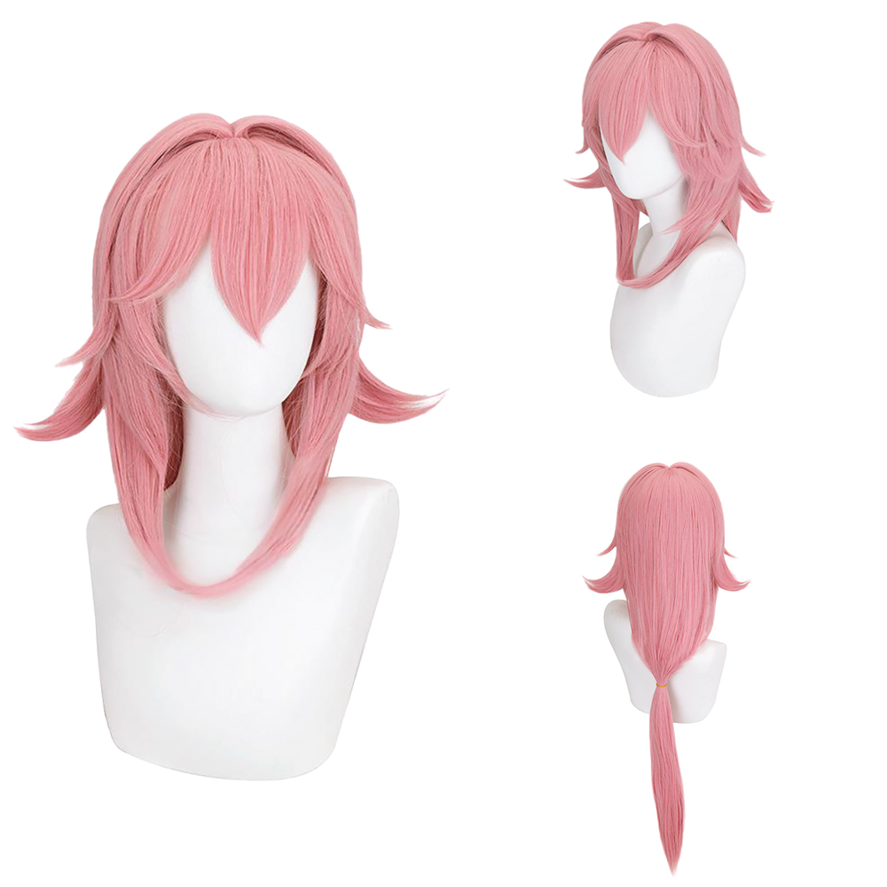 Anime Cosplay Photoshoot - Yae Miko Cos-pruik Roze natuurlijke lange