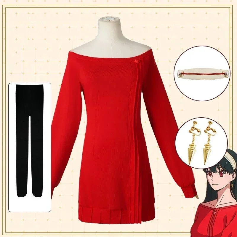 Anime Cosplay Yor Forger - Yor Forger Cosplay Lange Rode Breien