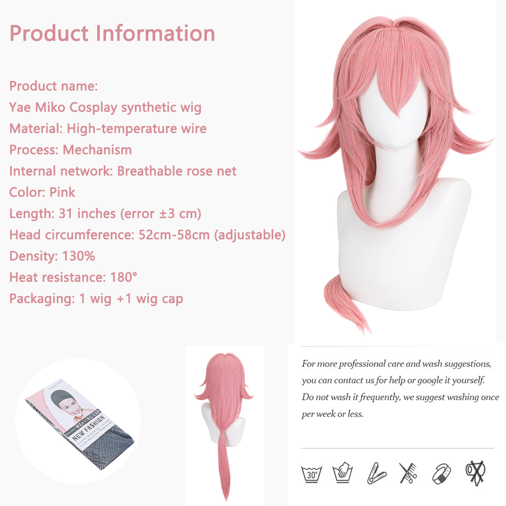Yae Miko Cos-pruik Roze natuur - Anime Cosplay Photoshoot recensie en prijs