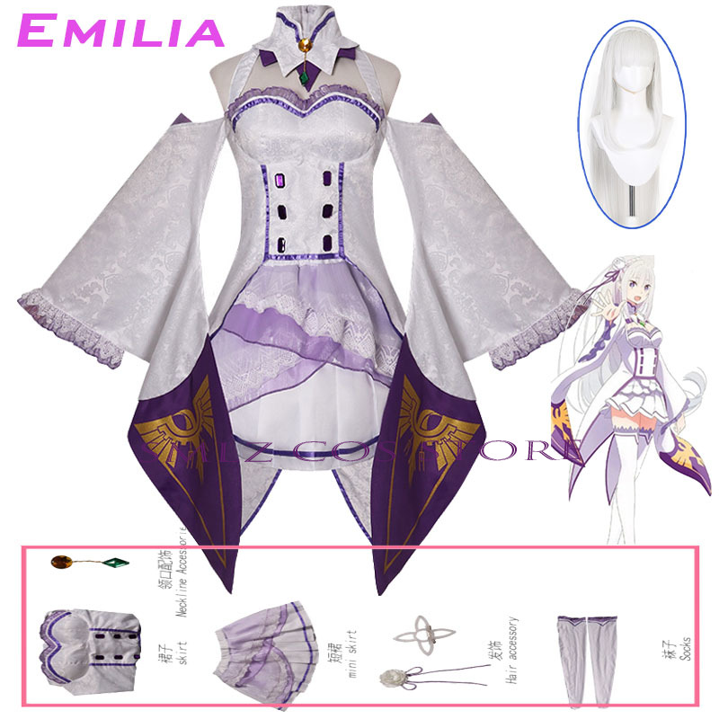 Emilia Cosplay Anime Re Zero K - Anime Cosplay Live recensie en prijs